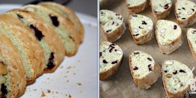 бискотти с сушенной клюквой, фисташками и миндалем