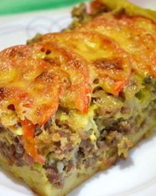 Оригинальный мясной пирог с сыром