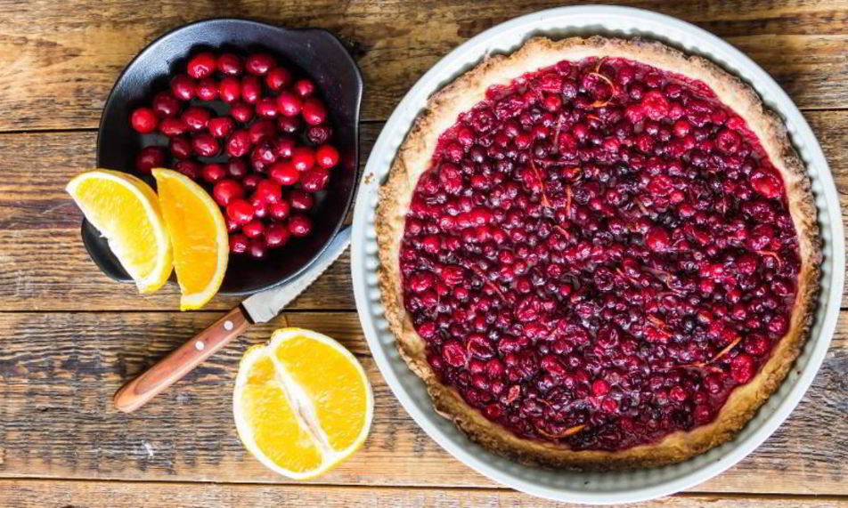 Рецепт песочного пирога с клюквого