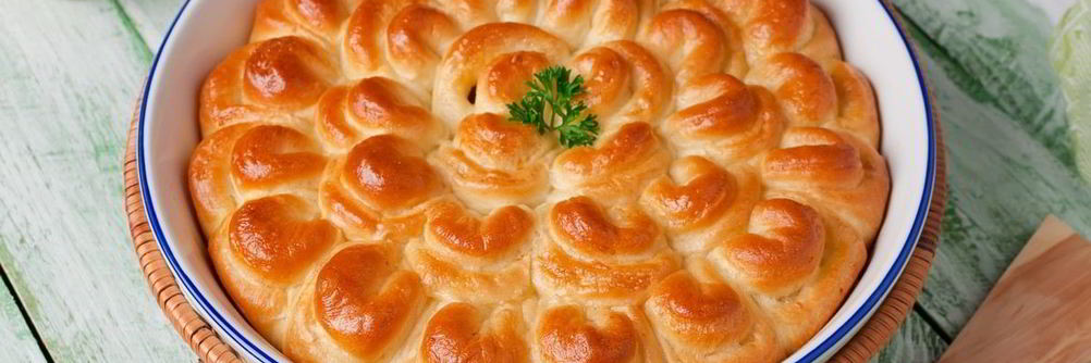 Пирог с мясом Хризантема