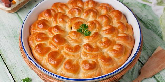 пирог с мясом хризантема