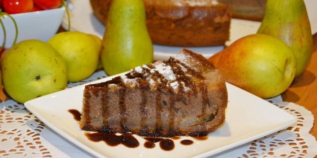 шоколадный пирог с грушами в мультиварке