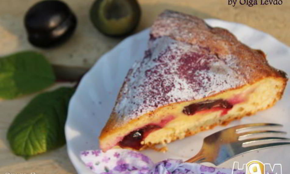 Рецепт сливовый пирог с ванильной заливкой