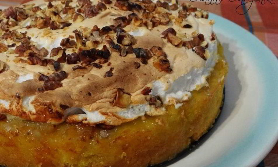 Рецепт лимонное пирожное софи лорен с грецкими орехами, изюмом и безе