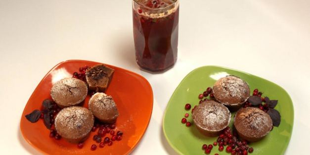 пирожные с горячим шоколадом