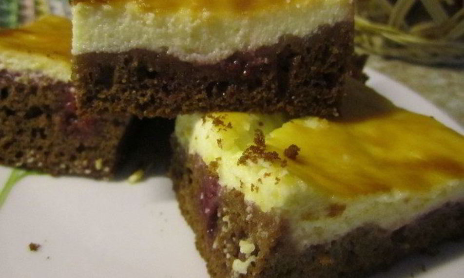 Рецепт творожно-малиновый брауни