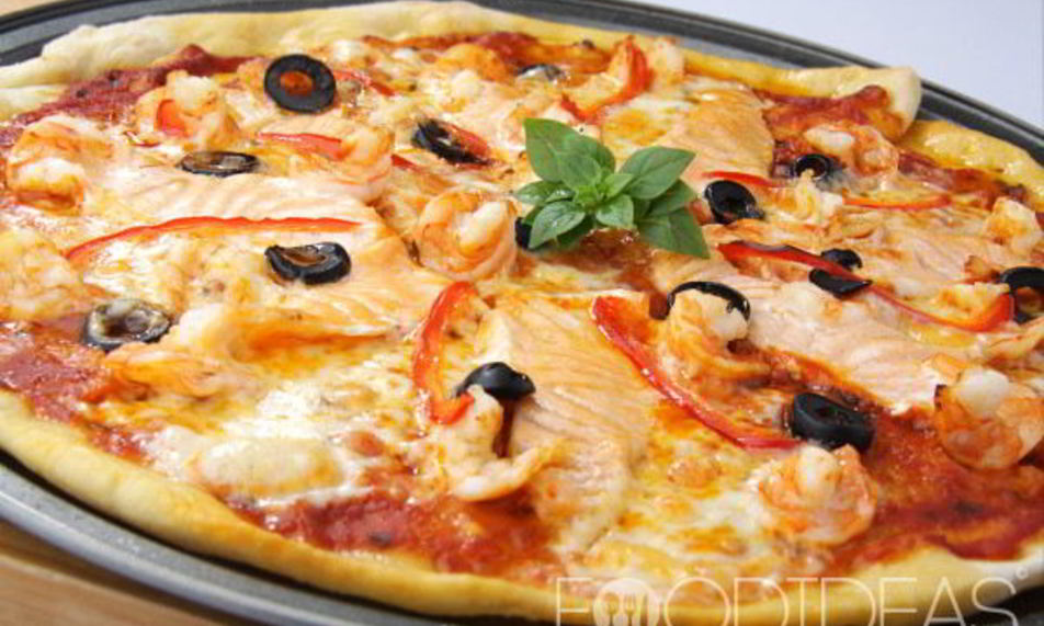 Рецепт пицца морской волк с горбушей и креветками