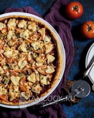 Пицца на кефире и майонезе