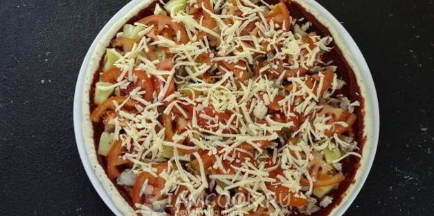 пицца на кефире и майонезе