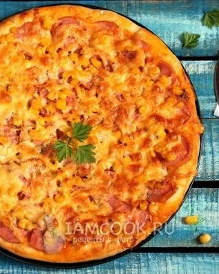 Пицца с кукурузой на тесте без дрожжей