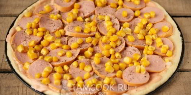 пицца с кукурузой на тесте без дрожжей