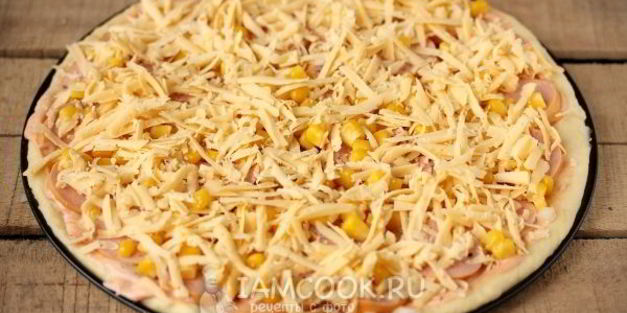 пицца с кукурузой на тесте без дрожжей