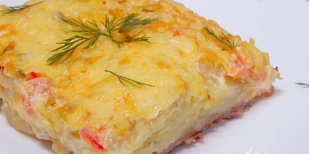 свинина с картофелем под сырной шубой