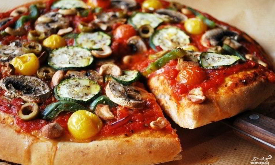 Рецепт вегетарианской пиццы с грибами