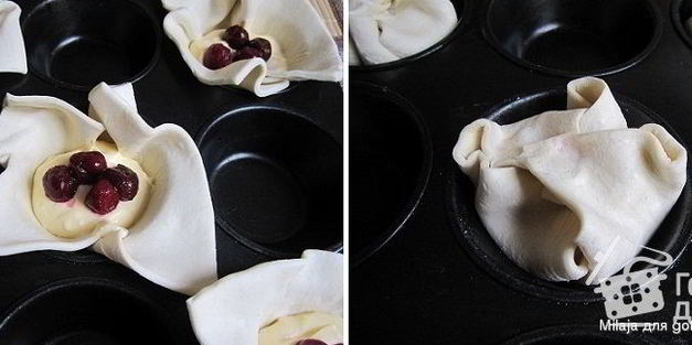 слойки — пирожки с маскарпоне и вишней