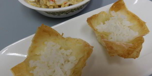 краб термидор в корзинке из тесто фило