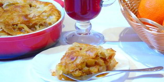 яблочно-карамельный пирог с тестом фило