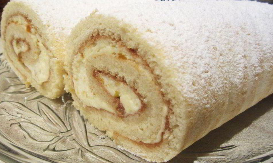 Рецепт бисквитный ванильно-абрикосовый рулет