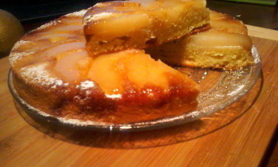 Рецепт лимонный бисквит с грушами