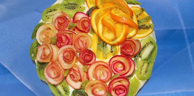 торт фруктовая нежность с цветами