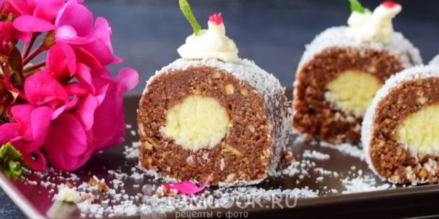 торт-колбаска из печенья без выпечки