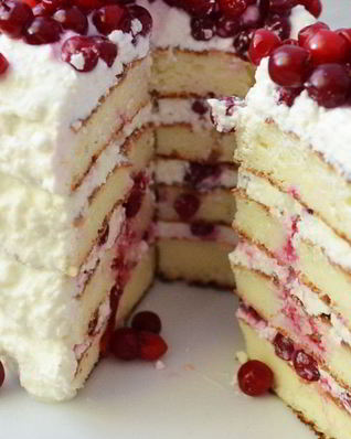 Торт с творогом и брусникой