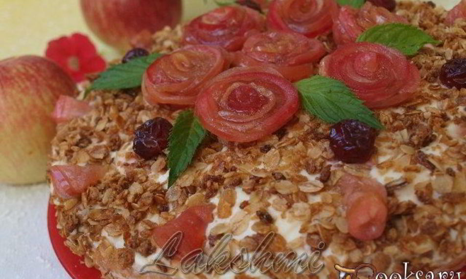 Рецепт яблочного торта с карамелизированными хлопьями