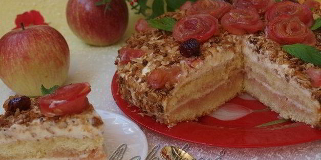 яблочный торт с карамелизированными хлопьями