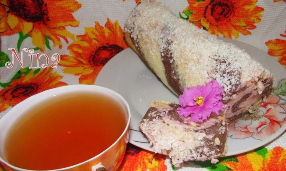 Рецепт вишневый полосатый рулет