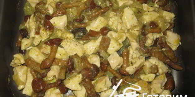 гречневая запеканка с курицей и грибами