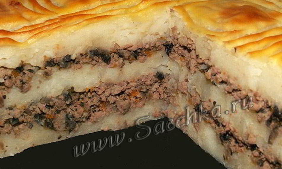 Рецепт картофельная запеканка с грибами и куриными сердечками