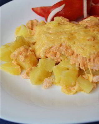 Картофельная запеканка с креветками