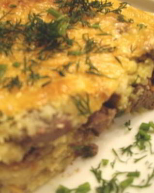 Картофельная запеканка с печенью в духовке