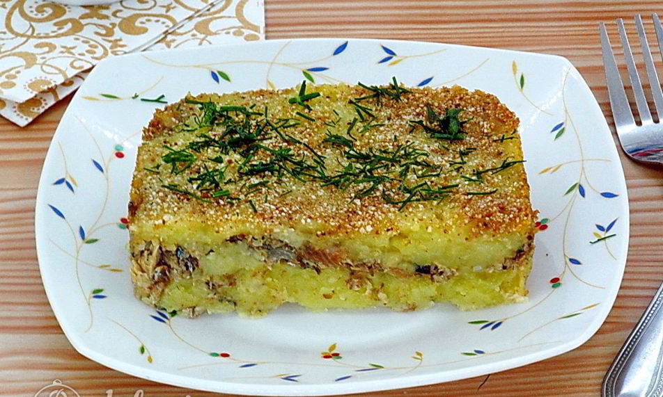 Рецепт картофельная запеканка с рыбными консервами