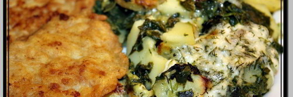 Картофельная запеканка со шпинатом