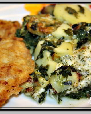 Картофельная запеканка со шпинатом