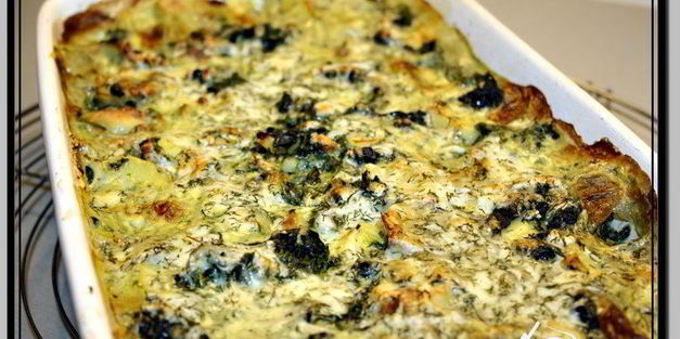 картофельная запеканка со шпинатом