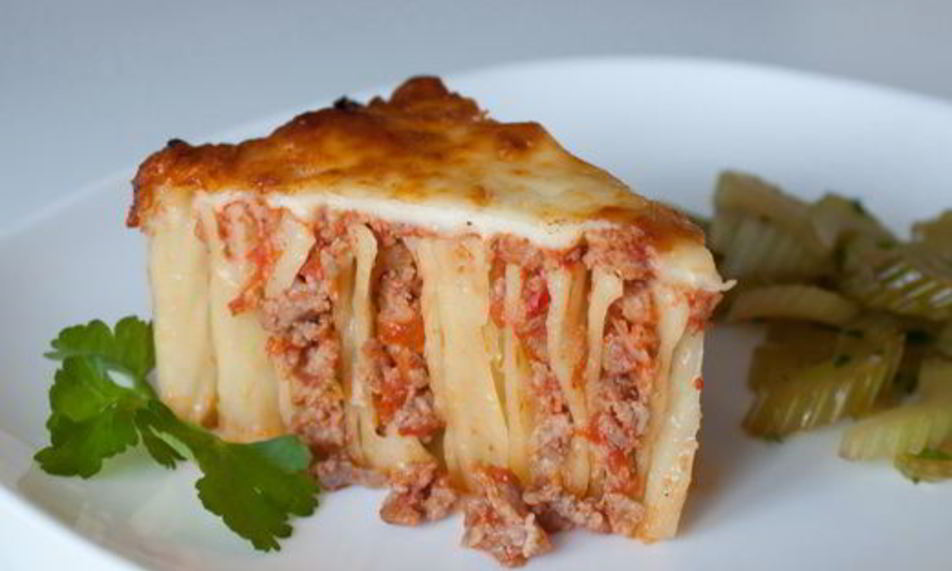 Рецепт макаронный пирог-запеканка с мясом