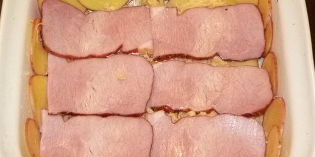 овощная запеканка с ветчиной и розмарином