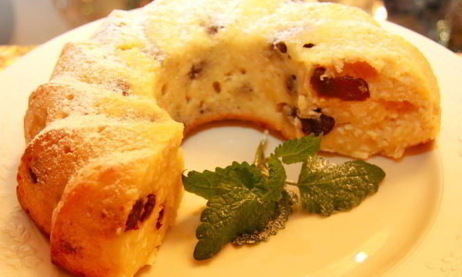 Рецепт творожная запеканка с изюмом