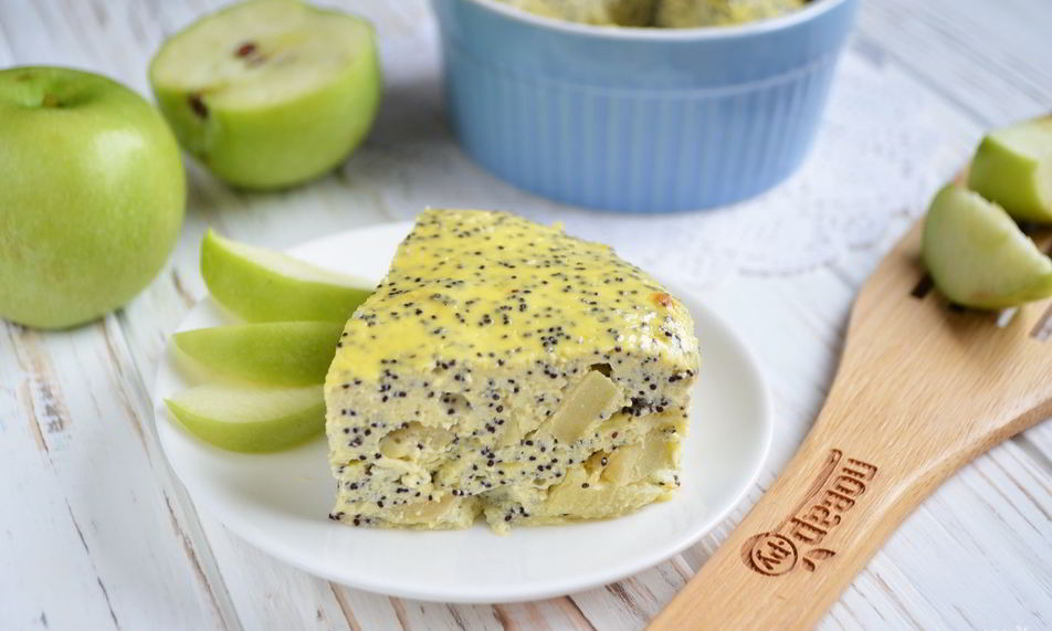 Рецепт творожная запеканка с яблоком и маком