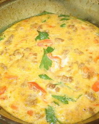 Яичная запеканка с мясом