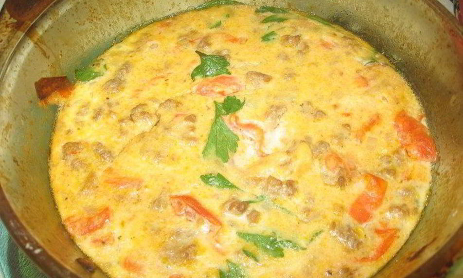 Рецепт яичная запеканка с мясом