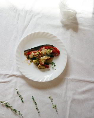 Запеканка из баклажанов и сулугуни