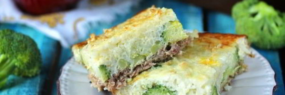 Запеканка из риса с фаршем и брокколи