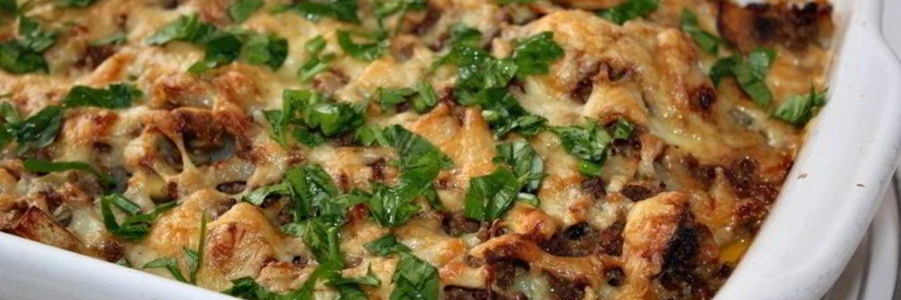 Запеканка с грибами и фаршем