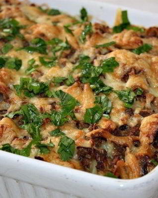 Запеканка с грибами и фаршем