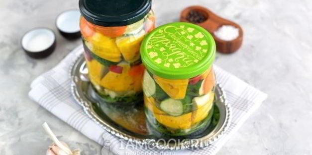 маринованные патиссоны с огурцами на зиму