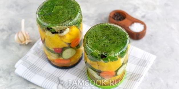 маринованные патиссоны с огурцами на зиму