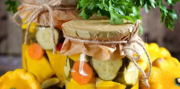 маринованные патиссоны с огурцами на зиму